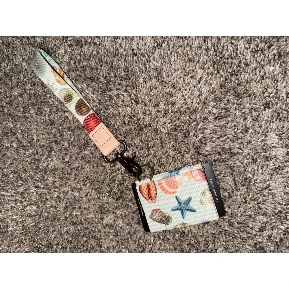 Thread Wallets Seashell Card Holder Wristlet Coastal Beach Lanyard Set